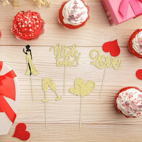 Miniatura 4 de 30 piezas de decoración de cupcakes de champán con diseño de corazón de amor, para despedida de soltera, decoración de tartas para boda, compromiso