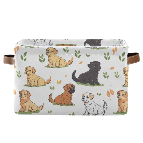 Miniatura 31 de Emelivor ABC - Contenedor de almacenamiento plegable con asa rectangular impermeable ABC Dinosaurios cesta para almacenamiento cubo organizador