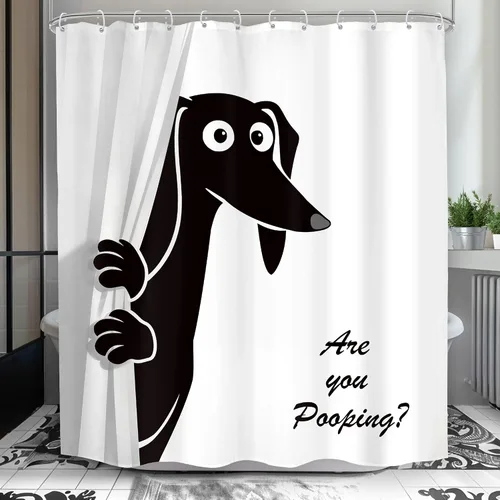 Miniatura 9 de Divertida cortina de ducha de gato negro de 60 pulgadas de ancho x 72 pulgadas de alto para niños, diseño de gatito blanco y negro, lindo animal are