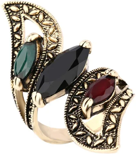 shiYsRL exquisito anillo de joyería anillo de amor para mujer estilo turco vintage colorido resina tallada hueco nudillo Midi anillo de boda mejor