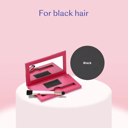 Miniatura 3 de eSalon Retoque de raíces + polvo de cejas, oculta y cubre (negro) - Polvo de línea capilar para mujeres - Corrector y relleno para adelgazamiento