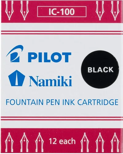 Miniatura 5 de PILOT Metropolitan Collection - Pluma estilográfica, barril negro, diseño clásico, punta media, con 12 cartuchos de tinta negros y 12 azules