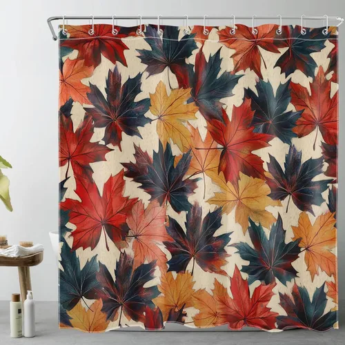 Miniatura 16 de LB Cortina de ducha pequeña de fantasma de Halloween de 48 x 68 pulgadas, forro de cortina de ducha de tamaño medio floral naranja, divertidas