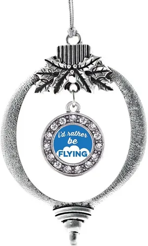 Miniatura 217 de Inspired Silver - Bonita bandera estadounidense - Adorno de Navidad plateado - Adorno de árbol de Navidad con dije circular con circonita cúbica