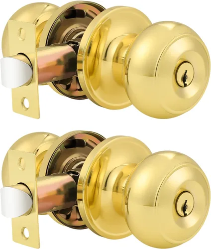 Miniatura 27 de Probrico - Paquete de 3 perillas redondas de níquel satinado para puerta de entrada, con llaves iguales, puerta exterior e interior, delantera