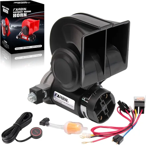 Miniatura 8 de FARBIN Kit de bocina de aire de 12 V con relé, bocina de tren ruidosa para camión, coche, motocicleta, carrito de golf, barco, CRV, Jeeps Rojo