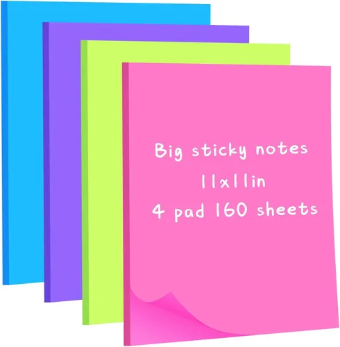 Miniatura 8 de Harloon Notas adhesivas grandes de 11 x 11 pulgadas, notas adhesivas jumbo para oficina, hogar, reuniones, 40 hojas/bloc de notas