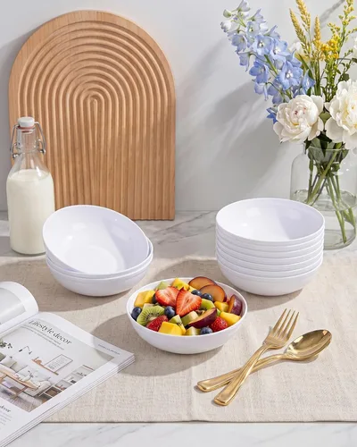 Miniatura 6 de bUCLA Paquete de 50 unidades de cuencos de plástico blanco de 12 oz - Cuencos de salsa de plástico blanco desechables premium resistentes - Ideal