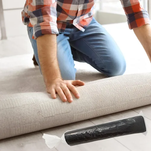 Miniatura 6 de 4 bolsas de almacenamiento de plástico transparente enrolladas para alfombras con 10 lazos, se adapta a alfombras de hasta 6 x 9 pies, resistente