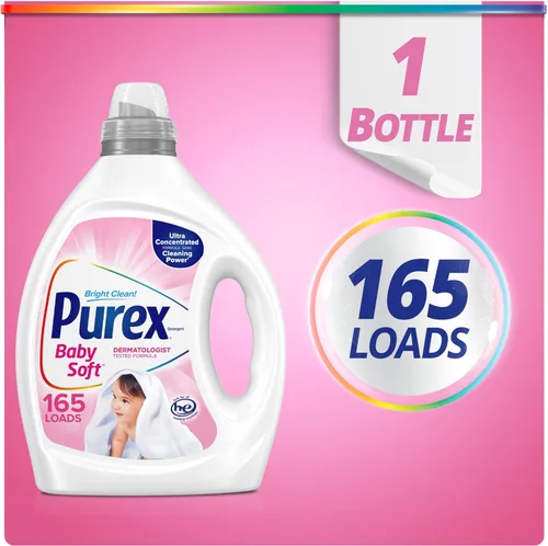 Miniatura 3 de Detergente líquido para ropa de bebé Purex, ultra concentrado, 82.5 fl oz, 165 lavados, hipoalergénico, sin colorantes, suave para la piel