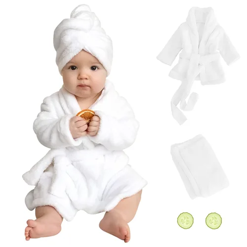 M&G House Accesorios de fotografía para recién nacidos, trajes de baño para sesión de fotos de bebé, bata de baño para niña, 04 Blanco (6-13 Meses)