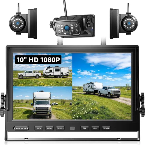 Miniatura 11 de Sistema de cámara de respaldo inalámbrica solar magnética, monitor HD 1080P de 7" con cámara de visión trasera para RV/remolque/quinta rueda/camper