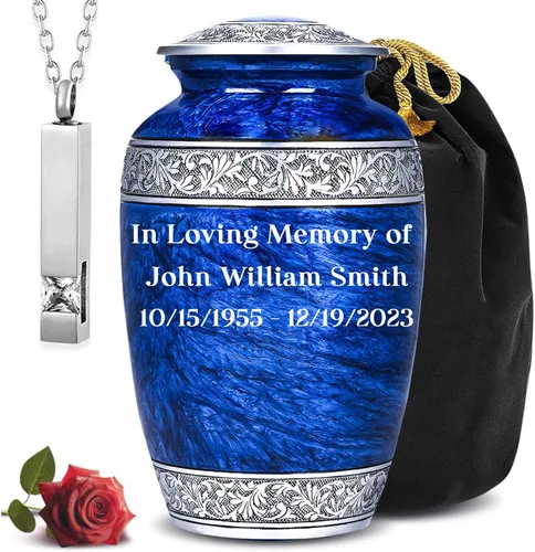 Miniatura 17 de Personalized Custom American Eagle Urn Set of 6 - Hand-Engraved Black Eagle Urns for Human Ashes Adult Female & Male, Includes 1 Large Adult Urn