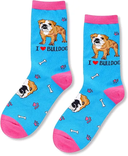 Miniatura 3 de HAPPYPOP Calcetines novedosos Bulldog Corgi de pollo, divertidos regalos de dinosaurio de perro salchicha de abeja para amantes de los animales