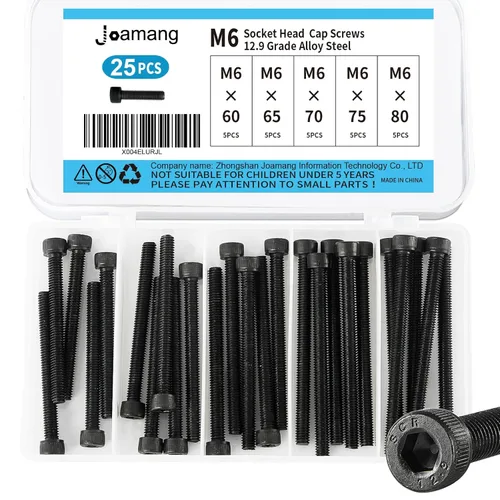 Miniatura 17 de M6 x 40mm 45mm 50mm 55mm 60mm Tornillos de cabeza hexagonal, acero de aleación de grado 12.9, acabado de óxido negro, unidad hexagonal Allen