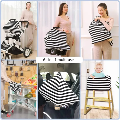 Miniatura 4 de Fundas de asiento de automóvil de alto estiramiento - Toldo para asiento de automóvil para bebés, fundas de lactancia multiusos, regalos para baby