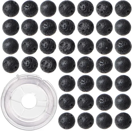Miniatura 23 de 100 cuentas sueltas redondas de jade blanco natural de 0.315 pulgadas para fabricación de joyas con cordón elástico de cristal