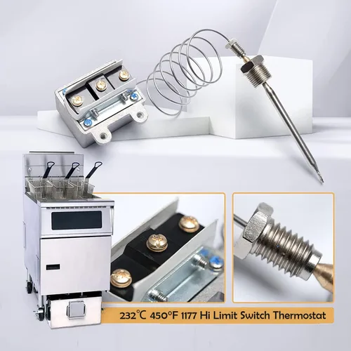 Miniatura 3 de Interruptor de freidora de termostato de límite alto 1177 para freidora 3/8 "Mpt Stuff Box LCCM2003000 Freidora de gas, 301030005 Hi-Limit