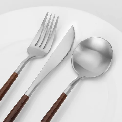 Miniatura 3 de Vanys - Juego de cubiertos con mango negro, 30 piezas de cubiertos de acero inoxidable, juegos de utensilios de cocina para 6, vajilla