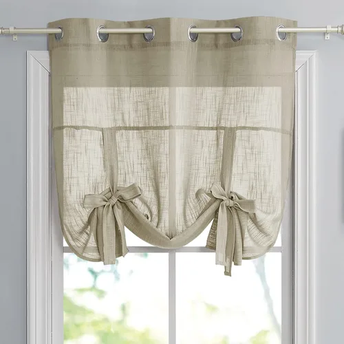 Miniatura 12 de Pony Dance Cortinas de ventana de baño, pantalla con lazo para dormitorio, filtro de luz, semitransparente, cortinas romanas elegantes para Blanco
