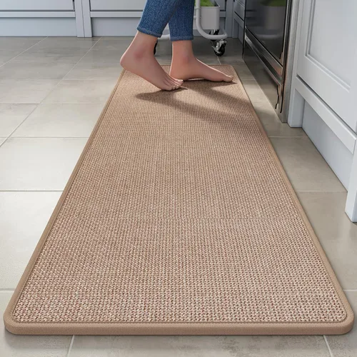 Miniatura 44 de YDKGL Tapetes de cocina para piso, alfombras de cocina súper absorbentes, antideslizantes, lavables, de lino sintético suave trenzado, alfombra