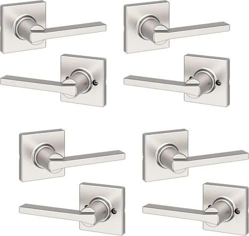Miniatura 47 de Kwikset - Manija de puerta falsa Casey, palanca de un lado para armarios, puertas dobles francesas y despensa, palanca interior reversible de Negro