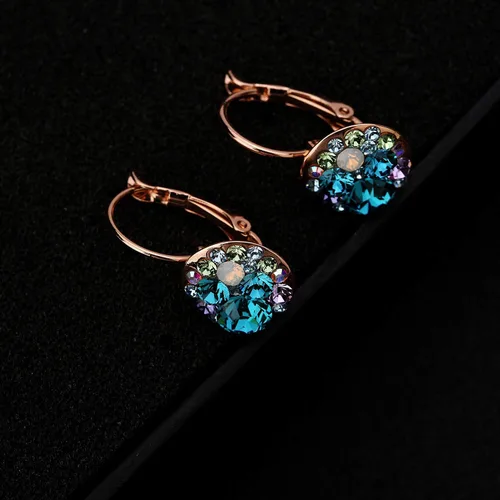 Miniatura 4 de Pendientes de aro chapados en oro de 14 quilates con cristales Swarovski multicolor para mujer