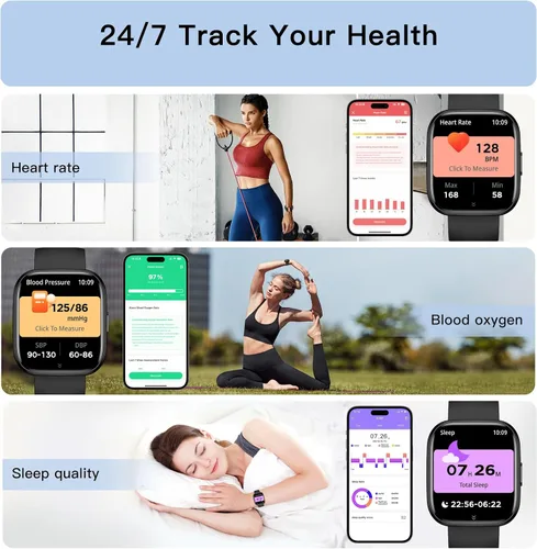 Miniatura 4 de Relojes inteligentes para hombres y mujeres, contestar/hacer llamadas, reloj de fitness de 1.85 pulgadas con más de 120 modos deportivos, frecuencia