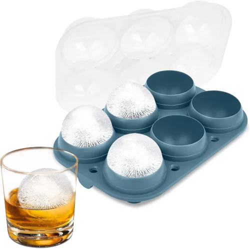 Miniatura 11 de Samuelworld - Gran molde para bolas de hielo con tapa, bolas de hielo de 6 x 2,5 pulgadas - Sin BPA, bandeja de hielo redonda de silicona fácil