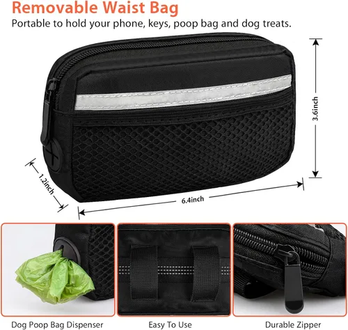 Miniatura 2 de Uppetly Correa de correr para perros manos libres con cinturón de cintura, cuerda elástica de doble asa retráctil para perros pequeños y medianos