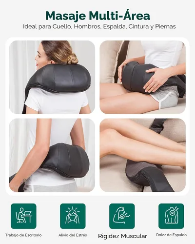 Miniatura 7 de Masajeador de cuello y hombros de Snailax, masaje Shiatsu con calor para el automóvil, la oficina o casa, SL632