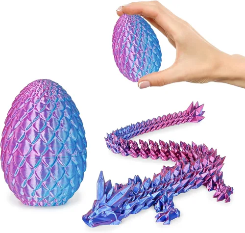 Miniatura 22 de Huevos de dragón pequeños con dragón en el interior, regalos divertidos sorpresa impresos en 3D para niños, juguetes fidget articulados de dragón Oro