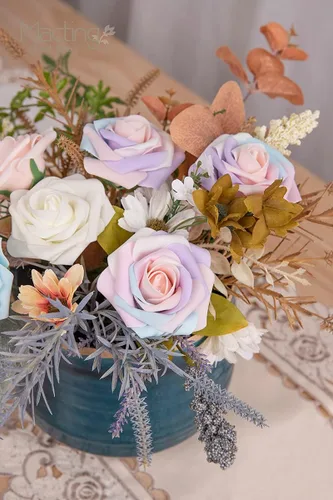 Miniatura 5 de MACTING 30 piezas Flores Rosas Artificiales de Tacto Real Flores Falsas con Tallo Rosas de Espuma para Bricolaje Ramo de Boda Centros de Mesa Fiesta