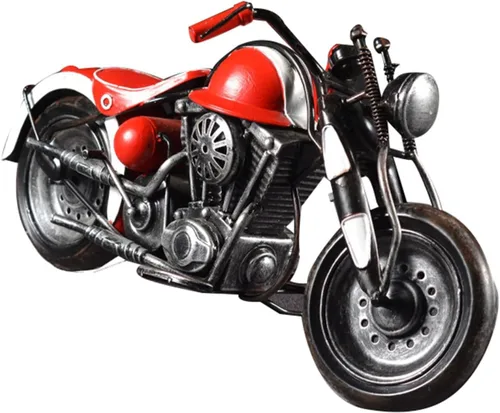 Figura decorativa de motocicleta vintage grande coleccionable de 14.96 pulgadas, hecha a mano, retro, de hierro, decoración para decoración vintage