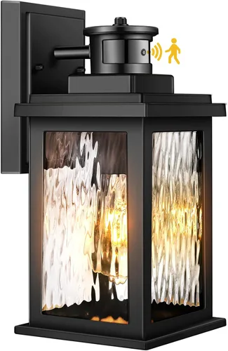 Miniatura 14 de VIANIS Luces para exteriores con sensor de movimiento, iluminación de anochecer a amanecer para casa, luces de grano de madera para garaje, farol