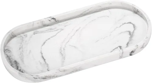 Miniatura 8 de Emibele Organizador de joyas, bandeja ovalada de resina, bandeja de tocador de baño, cocina, tocador, bandeja de joyería, soporte para anillos