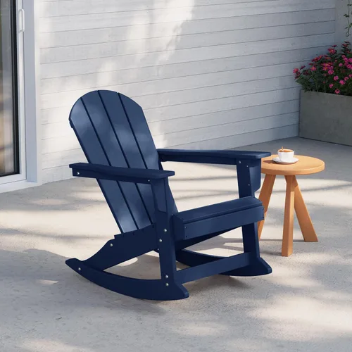 Miniatura 222 de WestinTrends Silla mecedora Malibu de poliéster para exterior/patio Adirondack, Negra