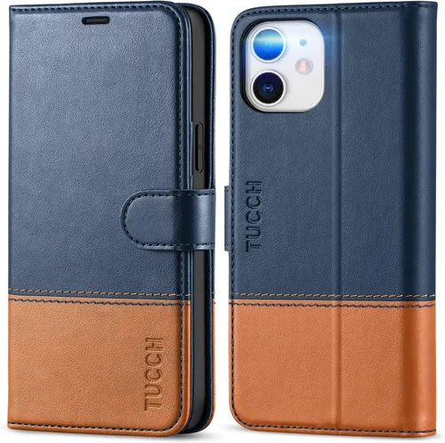 TUCCH Funda tipo cartera para iPhone 12 Pro/iPhone 12 5G, [carcasa interior de TPU a prueba de golpes], funda de cuero sintético PU con tarjetero y