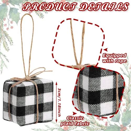 Miniatura 3 de Chivao 24 piezas de adornos para árbol de Navidad, mini regalos para manualidades, adornos en miniatura con cuadros de búfalo, adornos colgantes