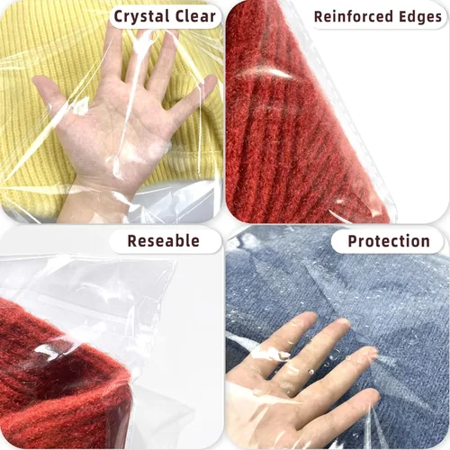 Miniatura 4 de Bolsas de plástico de celofán resellables transparentes autoadhesivas para embalaje de camisas, ropa y productos, 100 bolsas de celofán
