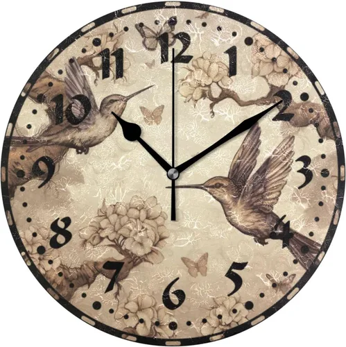 Miniatura 10 de Reloj de pared con patrón de flores mexicanas, silencioso sin tictac de 10 pulgadas, funciona con pilas, reloj fácil de leer para decoración