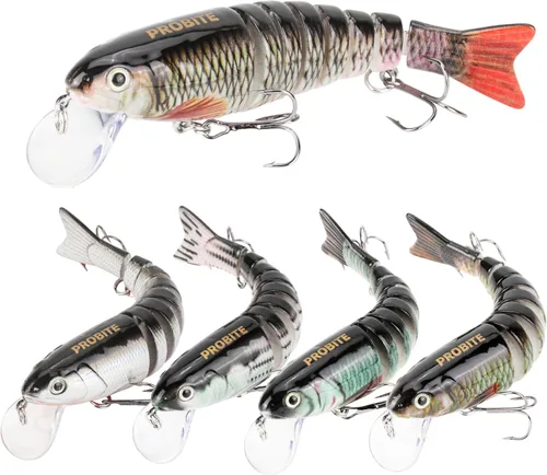 Miniatura 12 de 5 piezas de señuelos de pesca realistas – Cebo multiarticulado para lubina, trucha, crappie, lucioperca, lucio, acción realista con ojos de pez 3D