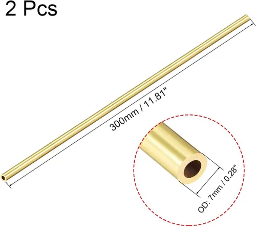 Miniatura 2 de uxcell Tubo redondo de latón, 11.811 in de longitud 0.276 in de diámetro exterior de 0.059 in de grosor de pared, tubo recto sin costuras, 2 piezas
