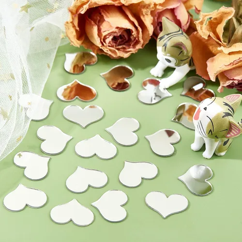 Miniatura 4 de PH PandaHall Azulejos de espejo, 200 piezas adhesivas de despegar y pegar pequeño espejo de corazón mosaico, mini espejos autoacrílicos para artes