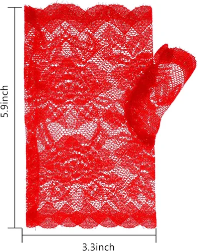 Miniatura 3 de 3 pares de guantes de encaje para mujer, sin dedos, cortos, floral, para boda, fiesta
