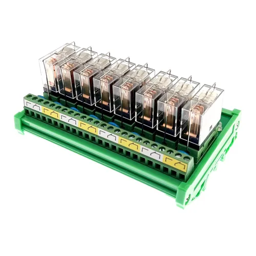 Módulo de interfaz de relé de montaje en carril de 8 canales AC/DC 12V Relé de potencia enchufable PNP NPN SPDT 16A, G2R-1-E