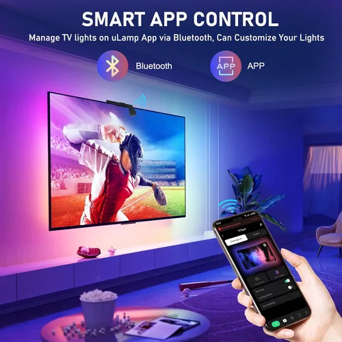 Miniatura 5 de Diyife Retroiluminación LED de TV de 16.4 pies con sensores AR sincronizados con televisores de 65 a 75 pulgadas [actualizada], tira