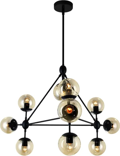Miniatura 3 de CWI Lighting Lámpara de araña de metal contemporánea con 10 luces en negro
