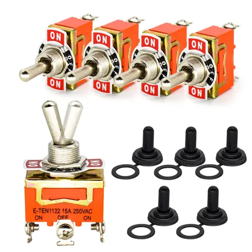 Miniatura 8 de 5Pack 6 Pin Waterproof Toggle Switch 3 Position ON-Off-ON 30A 12VDC/15A 250VAC Marine DPDT Toggle Switch with Weatherproof Boot Cap Cover for Car