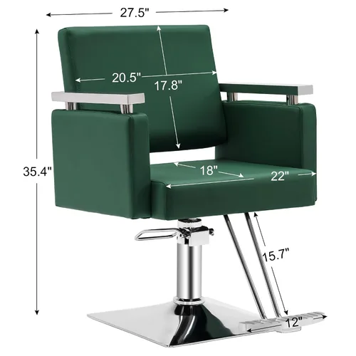 Miniatura 2 de BarberPub Silla de peluquero hidráulica clásica Silla de salón de peluquería para estilista Equipo de spa de belleza 8808 (verde)
